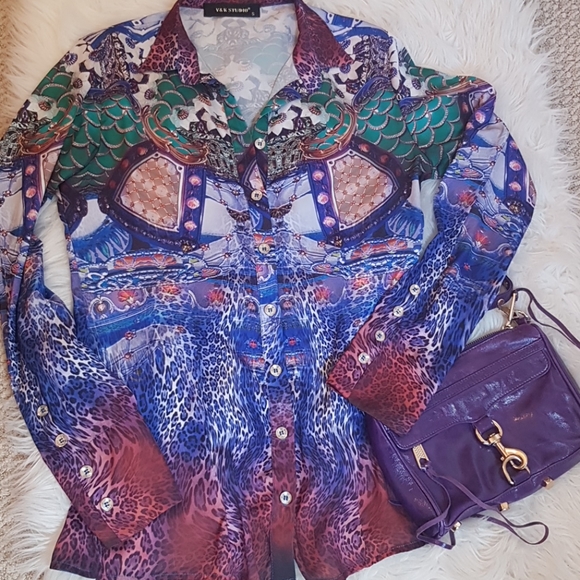 Like New Vibrant Multicolour Print Blouse - Picture 1 of 9